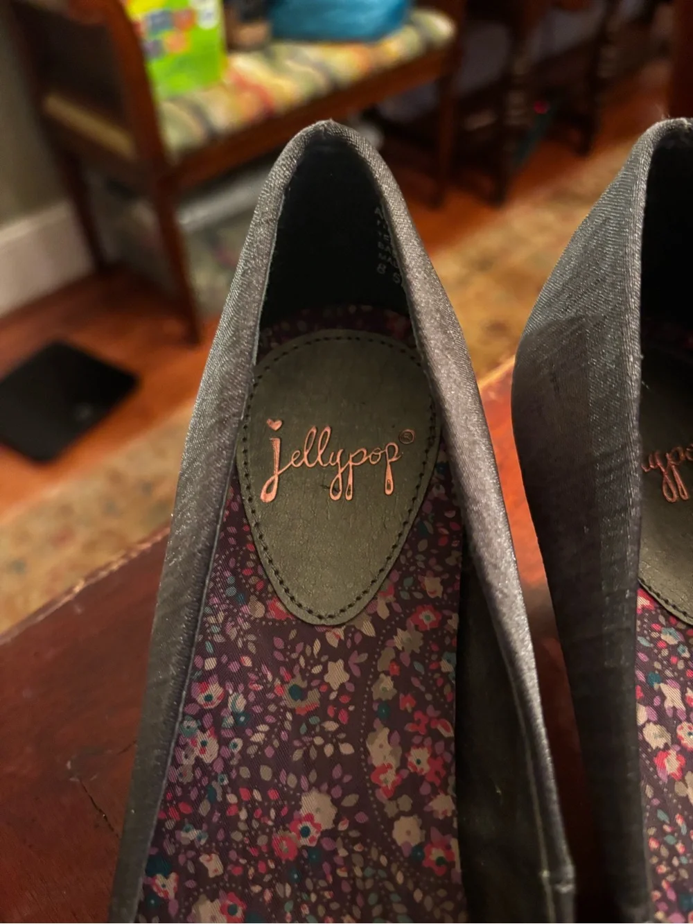 Jellypop Women's Charcoal Satin Knot Ballet Flats